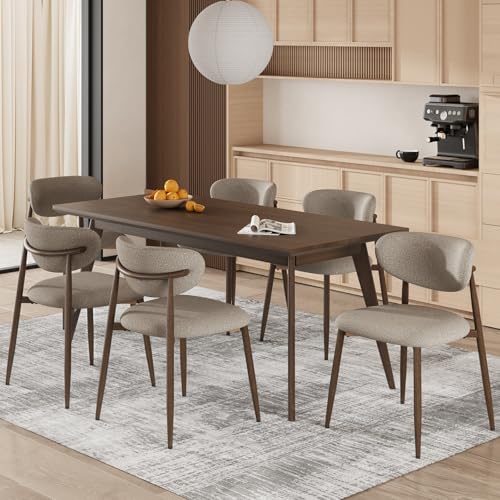 COLAMY Küchenstuhl Esszimmerstühle 6er Set, Moderne Polsterstuhl Essstühle mit Fester Rückenlehne, Stoff Esszimmerstühl mit Metallbeinen für Esszimmer, Küche, Restaurant, Kamel von COLAMY