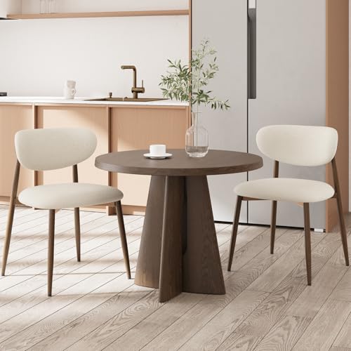COLAMY Moderne Polsterstuhl Essstühle 2er Set, Küchenstuhl Esszimmerstühle mit Fester Rückenlehne, Stoff Esszimmerstühl mit Metallbeinen für Esszimmer, Küche, Restaurant, Beige von COLAMY