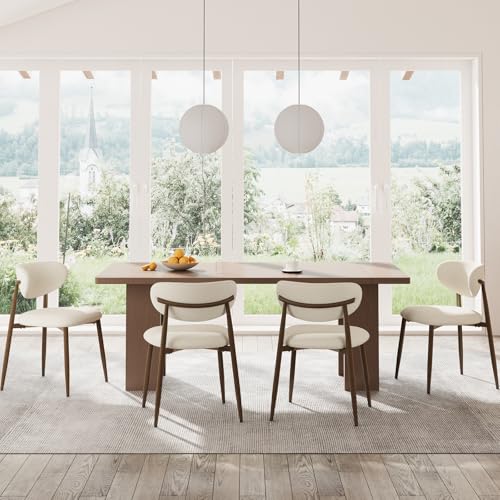 COLAMY Moderne Polsterstuhl Essstühle 4er Set, Küchenstuhl Esszimmerstühle mit Fester Rückenlehne, Stoff Esszimmerstühl mit Metallbeinen für Esszimmer, Küche, Restaurant, Beige von COLAMY