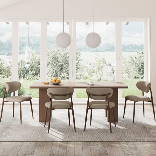 COLAMY Moderne Polsterstuhl Essstühle 4er Set, Küchenstuhl Esszimmerstühle mit Fester Rückenlehne, Stoff Esszimmerstühl mit Metallbeinen für Esszimmer, Küche, Restaurant, Kamel von COLAMY
