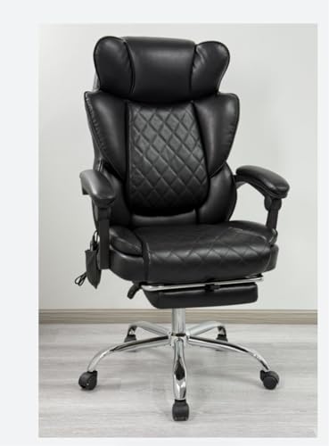 COLAMY Schreibtischstuhl mit Massagefunktion, Bürostuhl Ergonomisch mit Heizfunktion, Chefsessel mit Fußstütze, 360° Drehstuhl, 94-125° Verstellbarer Rückenlehne, für Office, Schwarz von COLAMY