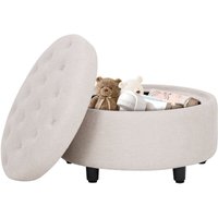 Runder Pouf aus Stoff mit Wendedeckel – 2-in-1 Fußhocker und Aufbewahrungsbox, Stabiler & Eleganter Hocker, Beistelltisch für Wohnzimmer, von COLAMY
