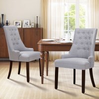 Stuhl – 2er-Set Esszimmerstühle – Seitliche Stühle aus Stoff mit Knopfheftung, Wohnzimmerstühle für Zuhause oder Küche – Hellgrau - Colamy von COLAMY