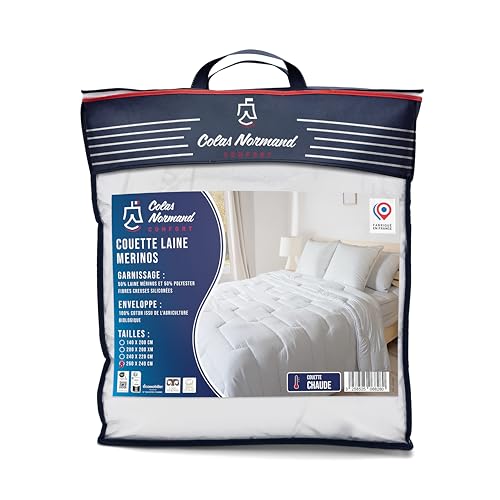 COLAS NORMAND Warme Bettdecke – 100% Bio-Baumwolle – französische Merinowolle und silikonisierte Hohlfasern – 260 x 240 cm von COLAS NORMAND