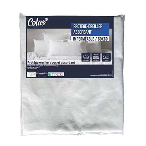 COLAS NORMAND | Wasserdichter Kissenschutz | 60 x 60 cm | Lyocell Tencel® Fasern atmungsaktiv und widerstandsfähig | saugfähig | maschinenwaschbar bei 60 °C von COLAS NORMAND