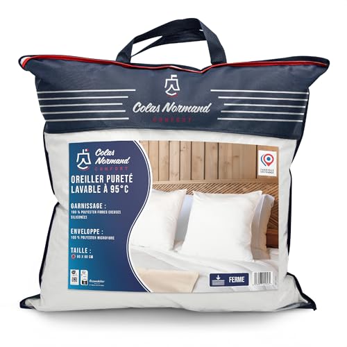 COLAS NORMAND - festes Kopfkissen 60 x 60 cm – Mikrofaser 100% Polyester – waschbar bei 95 °C – Öko-Tex von COLAS NORMAND