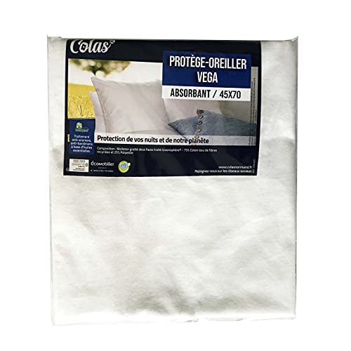 Colas Normand Kissenbezug, Vega, Fleece, saugfähig, 45 x 70 cm, recycelte Baumwolle und Recycling-Polyester, Greensphère Anti-Milben und antibakteriell, weich und strapazierfähig, Reißverschluss von COLAS NORMAND