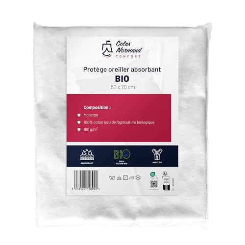Colas Normand - Kissenbezug 50 x 70 cm – Molton 100 % Bio-Baumwolle – saugfähig & weich – Reißverschluss – Öko-Tex – waschbar bei 60 °C von COLAS NORMAND