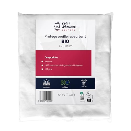 Colas Normand - Kissenbezug 60 x 60 cm – Molton 100 % Bio-Baumwolle – saugfähig & weich – Reißverschluss – Öko-Tex – waschbar bei 60 °C von COLAS NORMAND