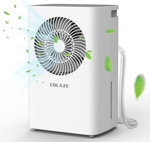 COLAZE Luftentfeuchter 12L/24h Luftentfeuchter Elektrisch Geeignet für Raumgrößen 120m³(30m²) Entfeuchter mit Automatischer Abtauung&Wasserfüllstand Warn Raumentfeuchter unter 36dB für Wohnung Keller von COLAZE