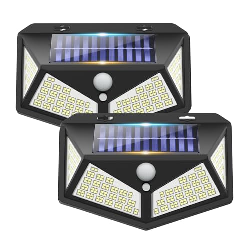 COLBOR Solarlampen für Außen, 236 LED Solarleuchte mit Bewegungsmelder 2200mAh 3 Modi 270° Solarlicht Außenwand IP65 Wasserdicht Solarleuchten für Garten Garage, Solarlampen-Außen-Solar-LED-Licht von COLBOR