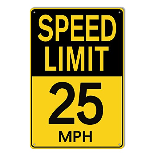 Metall-Blechschild mit Aufschrift "Speed Limit 25 MPH", Aufschrift "Warning Traffic Road", Blechschild für den Innen- und Außenbereich, 20,3 x 30,5 cm Metall-Blechschild mit Aufschrift "Speed Limit 25 MPH", Aufschrift "Warning Traffic Road", Blechschild für den Innen- und Außenbereich, 20,3 x 30,5 cm von COLE