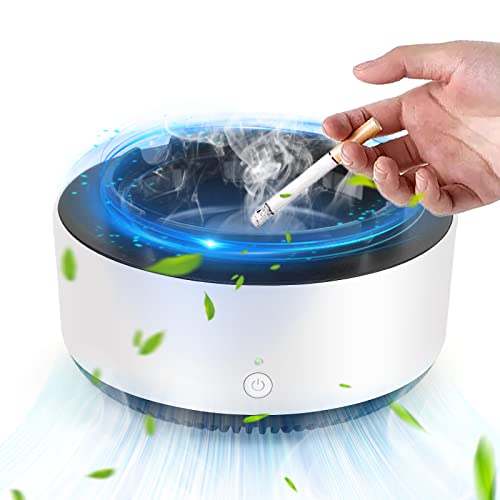 Rauchloser Aschenbecher mit Luftreiniger, 2 in 1 Luftreiniger, Tragbare Rauchloser Aschenbecher mit Luftreiniger Innen, Innenbereich für Zuhause, Auto (WHITE) von COLEESON