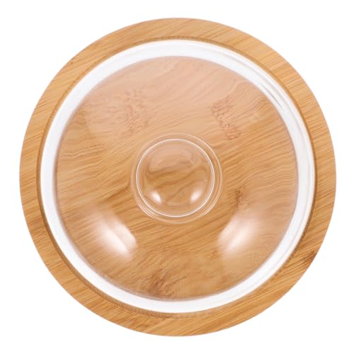 COLLBATH 1 Satz Transparente Glas Abdeckung Käseglocke Vitrine Aus Glas Dessert-kuchen-abdeckung Käsehalter Lebensmittelabdeckung Aus Glas Küche Displayabdeckung Esstisch Hölzern Rotieren von COLLBATH