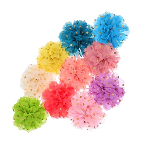 COLLBATH 10 Stück Teiliges Hundehalsband Blumen Atmungsaktive Leichte Chiffon-Blumen mit Punktmuster Abnehmbare Hundehalsband Dekoration für Welpen Modisch für Spaziergänge Partys und von COLLBATH