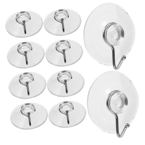 COLLBATH 10 Stück Teiliges Transparenter Wiederverwendbarer Saugnapf haken aus Starkem PVC mit Stahlhaken Abnehmbar Kratzfrei für Badezimmer Küche Glas Keramikflächen Geeignet von COLLBATH