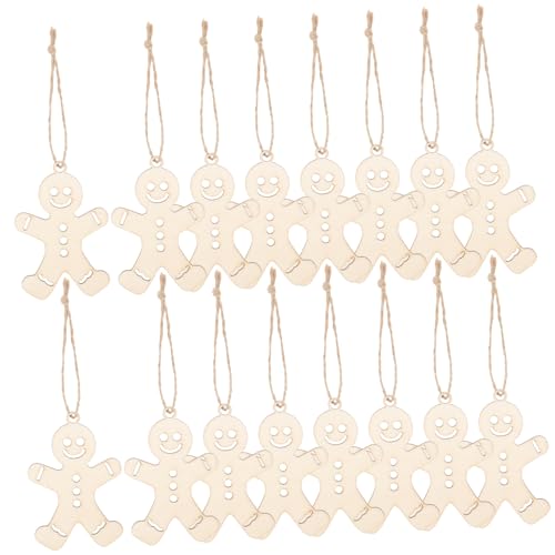 COLLBATH 100 Stück Teiliges Gingerbread Man Holzanhänger Naturbelassen zum Basteln und Bemalen Langlebige Weihnachtsdeko Diy Fenster und Türschmuck für Familien und Partys von COLLBATH