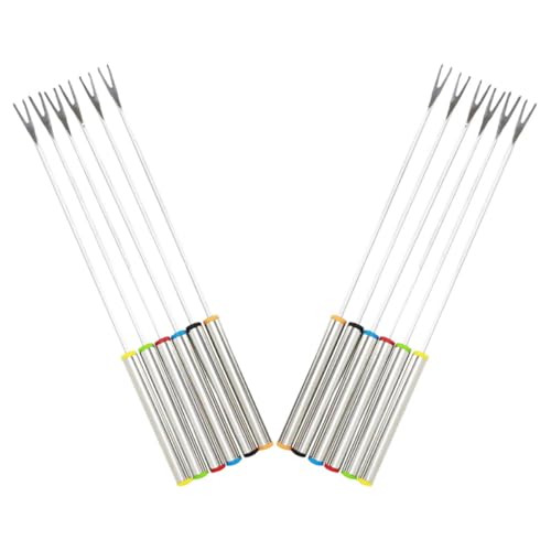 COLLBATH 12 Stück Lange Hitzebeständige Käse und Schokoladen Gabeln für Fondue Grillen und Leckere Dips mit Sicherem Griff von COLLBATH