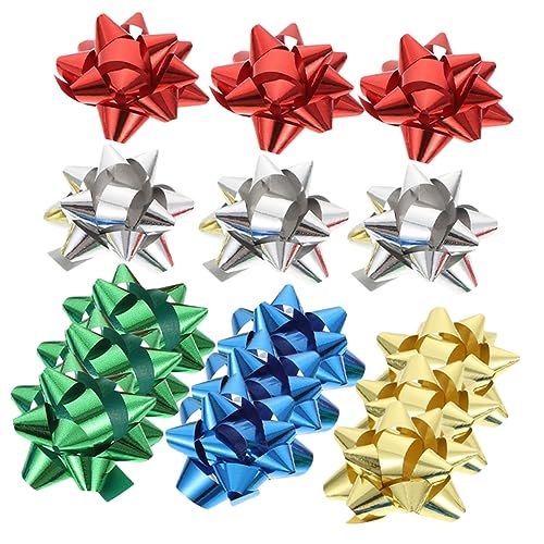 COLLBATH 150 Stück Selbstklebende Sternblumen Geschenksschleifen Mixfarben Spitzen Weihnachtsdeko Geschenkverpackung Deko Weihnachtsbaum Tisch Hochzeit Feier von COLLBATH