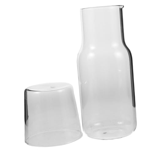 COLLBATH 2 Sätze Wasserkrug mit Becher aus Hitzebeständigem Borosilikatglas Kompakt und Portabel für Nachttisch Badezimmer und Küche zum Kühlen von Kalten Getränken im Sommer von COLLBATH
