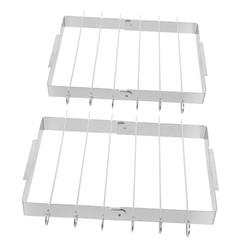 COLLBATH 2 Satz Bbq Skewer Rack Tragbarer Grillständer mit Faltbarem Design und Grillspießen für und Gemüse Beim Camping und Picknick von COLLBATH