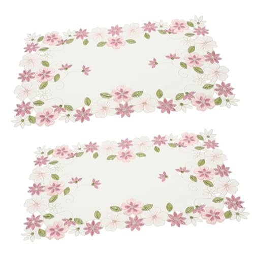 COLLBATH Satin-tischset Mit Besticktem Floralem Design 2er-Set Aus Spitze Für Vintage-Dekoration Hochzeit Und Familienfeiern von COLLBATH