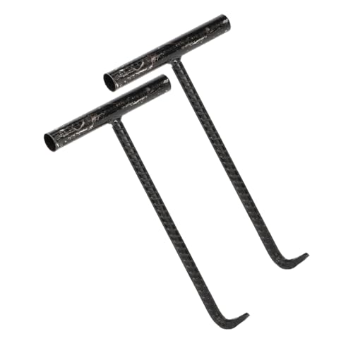 COLLBATH 2 Stück Förmiger Edelstahl Schachthaken Robuster Hebehaken für Gullideckel Rutschfester Griff Langlebiges Manhole Cover Tool für Sicheres Anheben und Komfortable Bedienung von COLLBATH