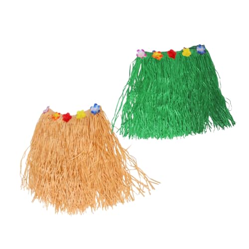 COLLBATH 2 Stück Hawaiian Grass Tischrock mit Blumen Tropische Tischdekoration für Geburtstagsfeiern und Events Party Dekoration für Luau und Strandpartys von COLLBATH