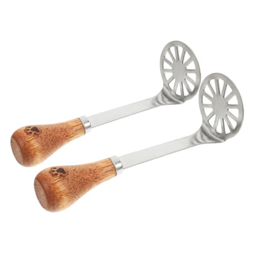 COLLBATH 2 Stück Kartoffelstampfer mit Holzgriff Handstampfer für Kartoffelpüree Gemüse und Obst Ergonomisch Spülmaschinenfest und Vielseitig der Anwendung von COLLBATH