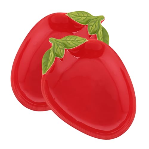 COLLBATH 2 Stück Keramik Gewürzschalen Erdbeerform Kleine Snackschalen Robust Vielseitig Zum Servieren Von Sushi Vorspeisen Und Soßen Für Zuhause Und Gastronomie von COLLBATH