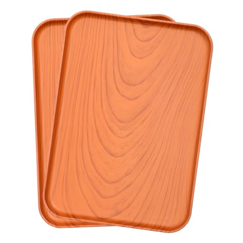 COLLBATH 2 Stück Nachahmungsholz - -Obstteller Tabletts Serviertablett mit Deckel Büfett Kaffeetablett für den Haushalt großes Tablett Plastik Brown Wiederverwendbar von COLLBATH