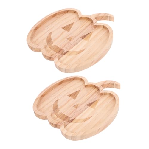 COLLBATH 2 Stück Teiliges Halloween Holztablett Kürbisform Robustes Servierbrett für Snacks Obst und Süßigkeiten Wiederverwendbar für Partys und Festliche Anlässe von COLLBATH