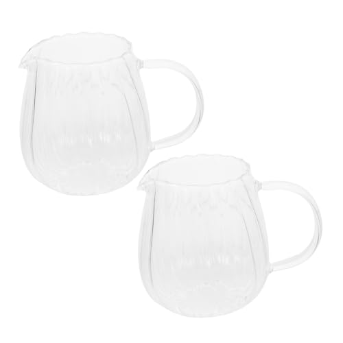 COLLBATH 2 Stück Teiliges Hitzebeständiges Milchkännchen mit Streifenmuster Kleines Sahnekännchen für Kaffee Tee und Getränke Eleganter Haushalts und Bürogebrauch Transparentes Karaffen von COLLBATH