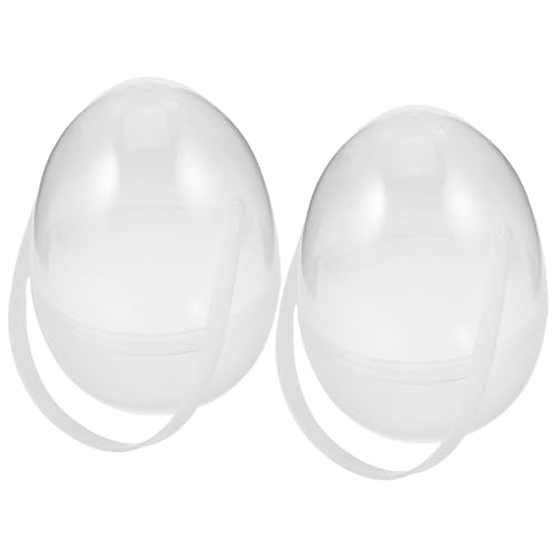 COLLBATH 2 Stück Transparente Jumbo Kunststoff-eier mit Henkel Große Befüllbare Eier-Schachteln Leichte und Stabile Aufbewahrungsboxen für Frühlingsfest Süßigkeiten Deko und Geschenke von COLLBATH