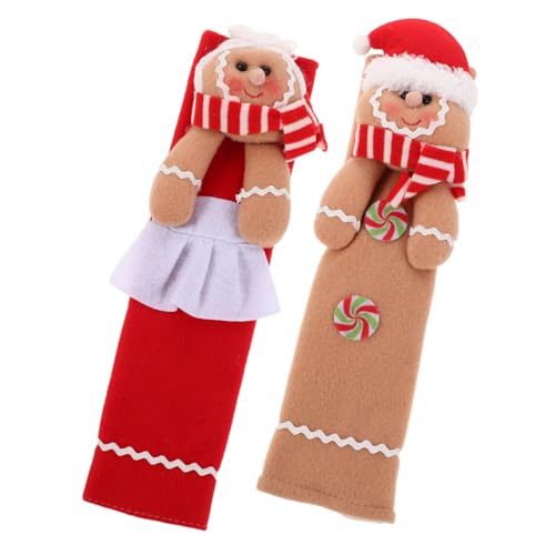 COLLBATH 2 Stück Weihnachten Kühlschrankgriffschoner aus Waschbarem Stoff Lebkuchenmann Design mit Weihnachtsmütze Griffschutz für Kühlschrank Geschirrspüler Mikrowelle und Küchenschränke von COLLBATH