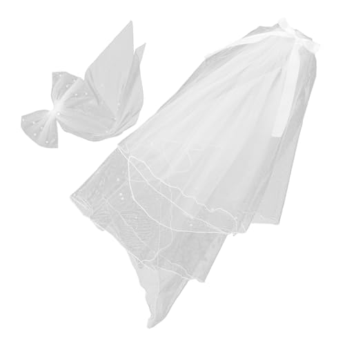 COLLBATH 2 Stück Weißer Kurzer Brautschleier mit Haarkamm und Zartem Tüll Schleier Leichtes Atmungsaktives Braut-accessoire für Hochzeit Fotoshooting und Partydekoration von COLLBATH