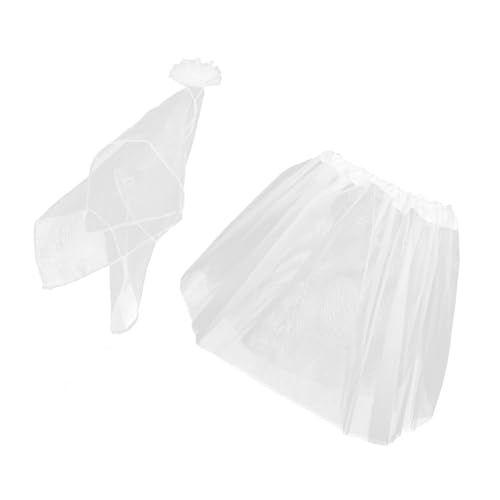 COLLBATH 2 Stück Weißes Brautkleid mit Schleier für Gartenfigur für Feierlichkeiten und Garten Dekoration von COLLBATH