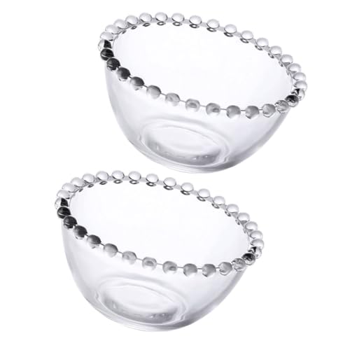 COLLBATH 2stücke Transparente Salatschüssel Mit Perlenrand-design Kleine Glas Dessertschalen Für Vorspeisen Salate Obst Eis Und Dekoration Dem Schreibtisch Oder Kantinentisch von COLLBATH