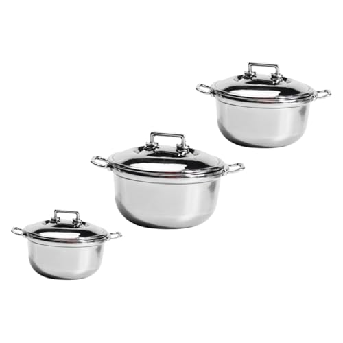 COLLBATH 3 Stück Teiliges Mini Suppentopf Imitation Stahl Kinderküche Zubehör Langlebig Klein Dekorativ für Puppenhaus und Fotorequisiten Geeignet von COLLBATH