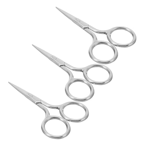 COLLBATH 3 Stück Teiliges Nasenhaarscheren Edelstahl Abgerundete Spitzen für Präzises Trimmen von Nasen- Augenbrauen Barthaar Manuell Kompakt und Reisefreundlich Multifunktionales von COLLBATH