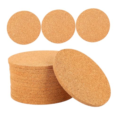 COLLBATH 30 Stück Untersetzer aus Kork Kork-Pads Bechermatte aus Cup-Isolierpads Untersetzer aus Tassenmatte für Getränke runden Holz Hellbraun Wiederverwendbar von COLLBATH