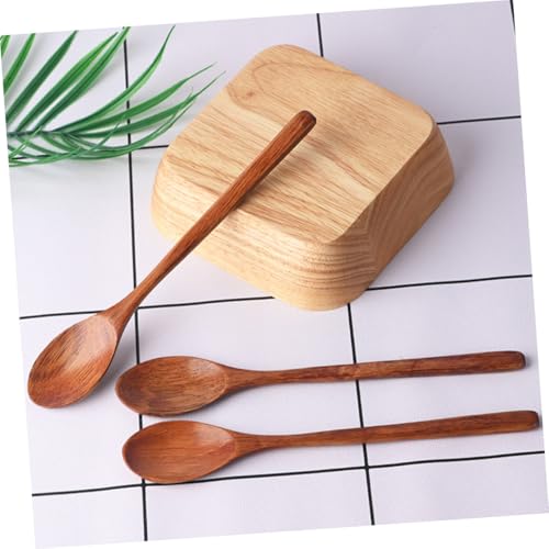 COLLBATH 4 Stück Holzlöffel mit Langem Griff Glatter Handpolierter Holz kochlöffel Vielseitig als Suppenlöffel Dessertlöffel und Milchpulverlöffel Kratzfrei und Langlebig für Küche und von COLLBATH