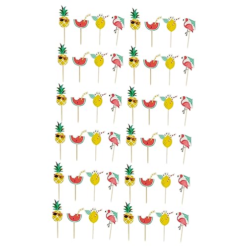 COLLBATH 48stücke Sommer Cake Topper Wassermelonen Zitronen Flamingo Und Ananas Backzubehör Für Geburtstagsfeiern Und Partys Für Muffins Desserts Und Kuchenverzierungen von COLLBATH