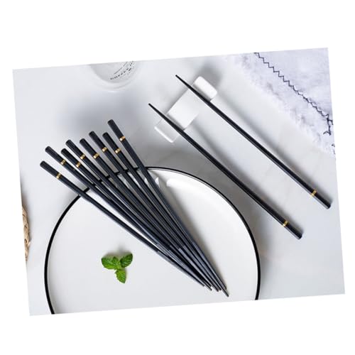 COLLBATH 5 Paare Spitz Zulaufende Essstäbchen aus Langlebiger Legierung Hitzebeständig und Anti-verbrühend Rutschfest für Sicheres Servieren Geeignet für Zuhause und Restaurant Schwarz von COLLBATH