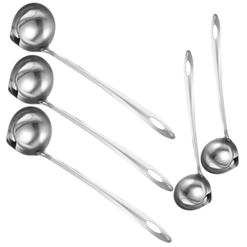 COLLBATH 5 Stück Edelstahl Fettabscheider Suppenkelle mit Langem Griff und Siebfunktion Wiederverwendbarer Ölfilter Schöpflöffel für Suppe Küche Vielseitiger Küchenutensil von COLLBATH