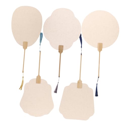 COLLBATH 5 Stück Teiliges DIY Leere Papier Handfächer zum Bemalen Dekorative Graffiti Fächer aus Holz und Papier Stabile Handliche Bastelfächer für Individuelle Malerei und Kreative von COLLBATH