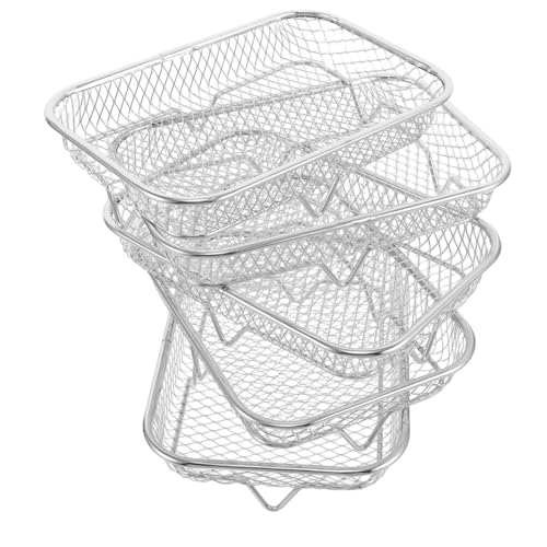 COLLBATH 5 Stück Teiliges Edelstahl Airfryer Stapelbar Hitzebeständiges Kühl Backgestell Vielseitiges Grill Dörrrost für Gleichmäßige Hitzeverteilung Beim Kochen und Servieren von COLLBATH