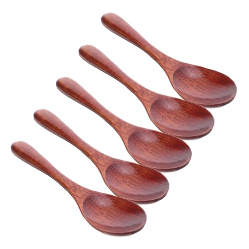 COLLBATH 5 Stück Teiliges Japanische Holzlöffel mit Langem Griff Ergonomisch Geformt zum Rühren von Kaffee Tee Honig und Desserts Leichte Servierlöffel im Minimalistischen Design Vielseitig von COLLBATH