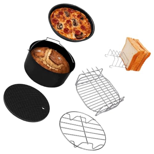 COLLBATH 6 Stück Teiliges Airfryer Backzubehör aus Langlebigem Material mit Backkorb Pizzablech und Kuchenform Geeignet für Heißluftfritteusen zum Vielseitigen Backen und Braten COLLBATH 6 Stück Teiliges Airfryer Backzubehör aus Langlebigem Material mit Backkorb Pizzablech und Kuchenform Geeignet für Heißluftfritteusen zum Vielseitigen Backen und Braten von COLLBATH
