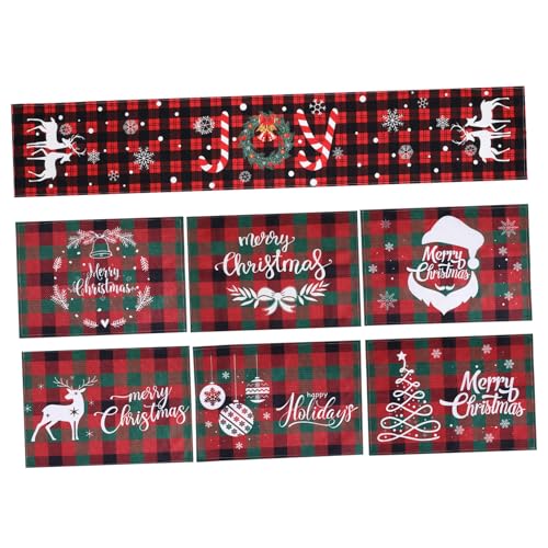 COLLBATH 7 Stück Weihnachts Tischsets Weihnachtsläufer Für Den Tisch Feiertags Tischläufer Weihnachts Tischläufer Platzsets Für Esstisch Feiertags Party Tischdekorationen Polyester von COLLBATH